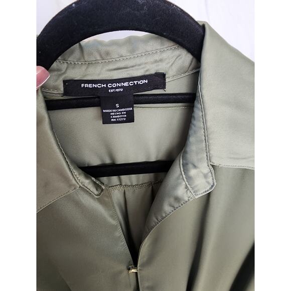 French Connection NWT shirt dress olive green button front belted preppy career - Picture 9 of 12